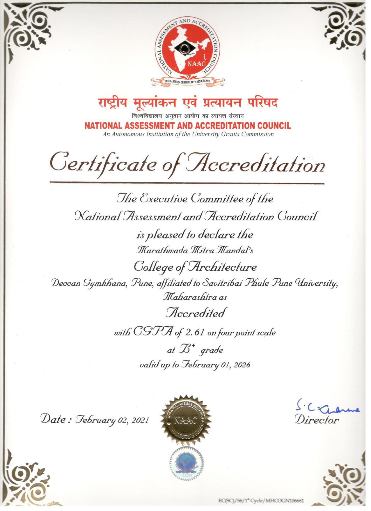 Certificate of Accreditation I page 0001